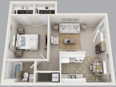 One Bedroom / One Bath - 711 Sq. Ft.*